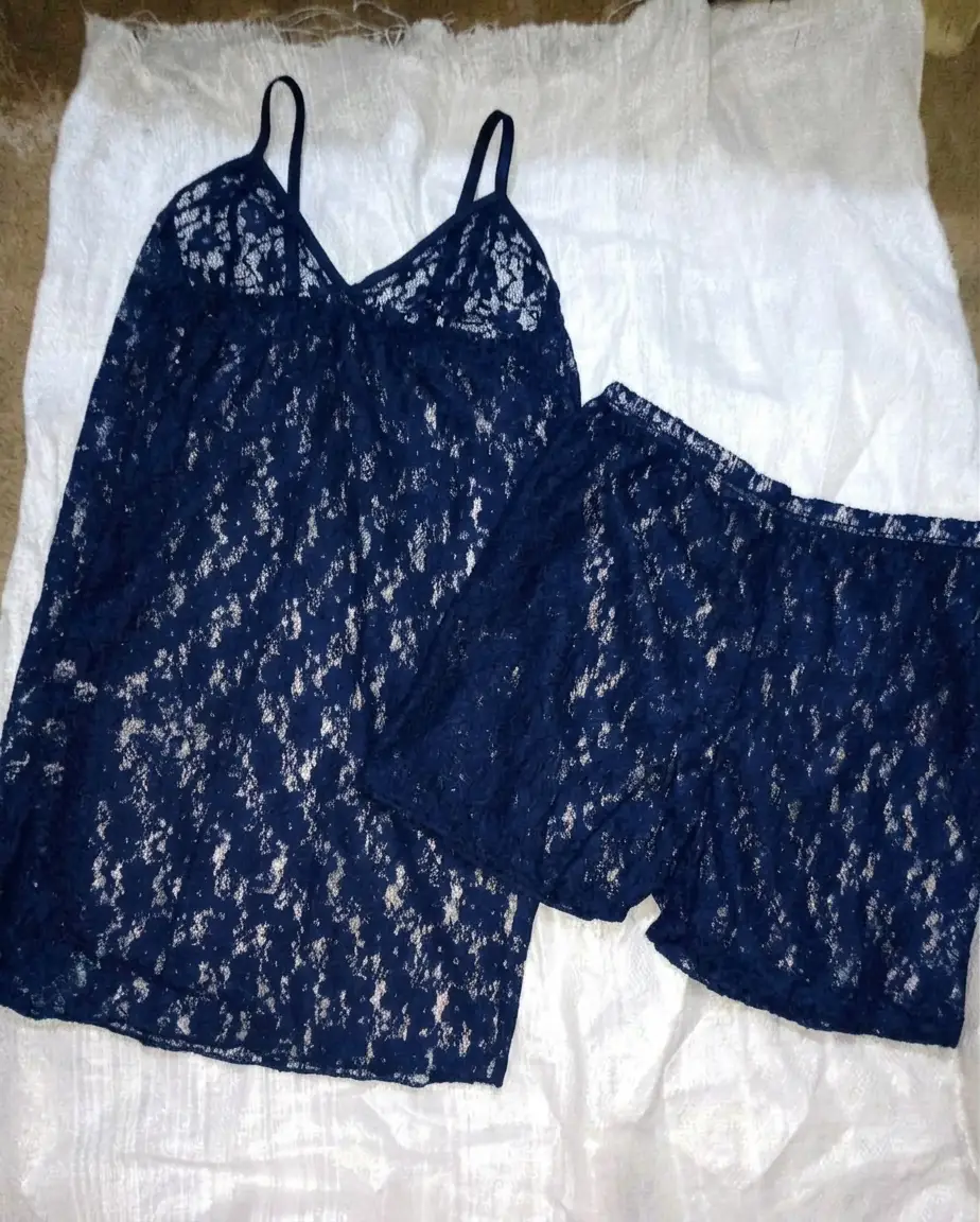 2 Pcs Transparent Top Shorts Nighty / Net Lace Comfortable And Lightweight Lingerie Set