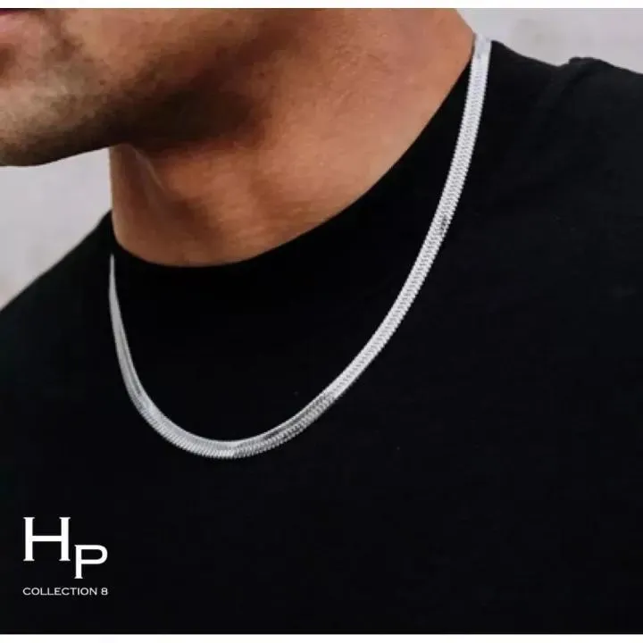 Life Time Color Warranty Snake Silver Chain 3mm /55cm, (22 Inches) in Stainless Steel For Man