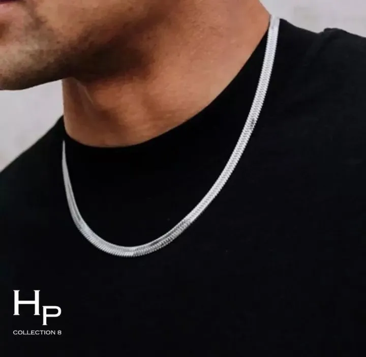 Life Time Color Warranty Snake Silver Chain 3mm /55cm, (22 Inches) in Stainless Steel For Man
