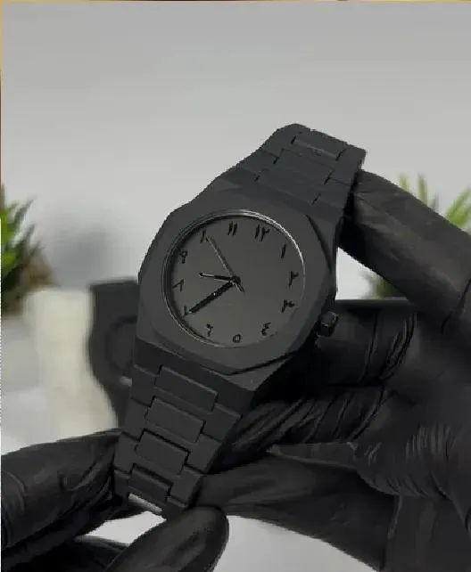 Black Arabic Aura Watch For Men – Elegant Design, Arabic Numerals, Premium Quartz Movement ?