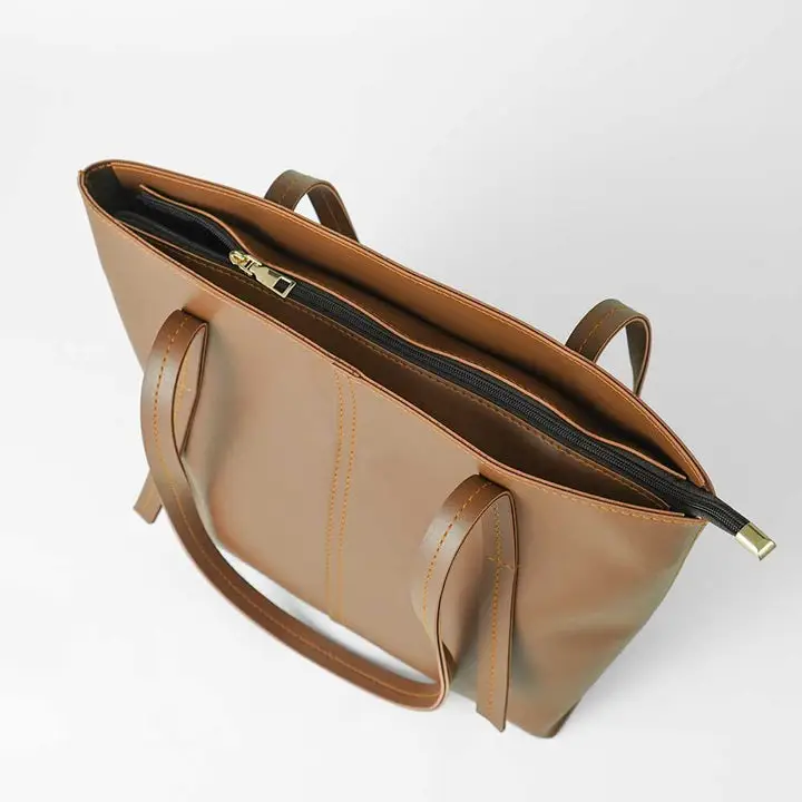 Women's Faux Leather Plain Tote Bags