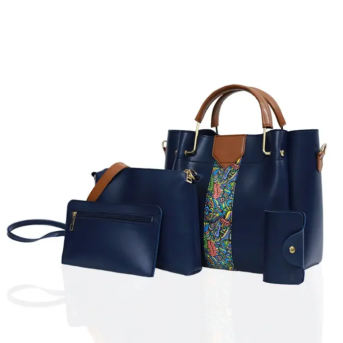 Women's Faux Leather Textured Hand Bag Set