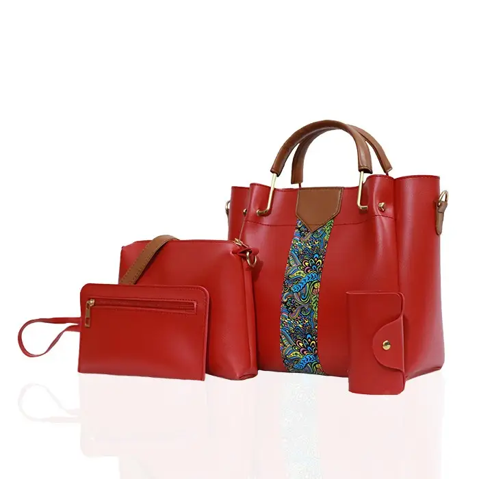 Women's Faux Leather Textured Hand Bag Set