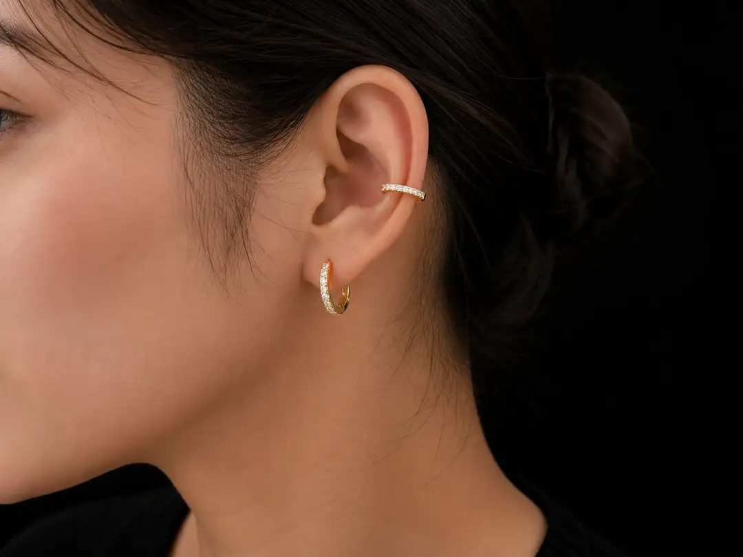 Fancy Gold Plated Zircon Hoops