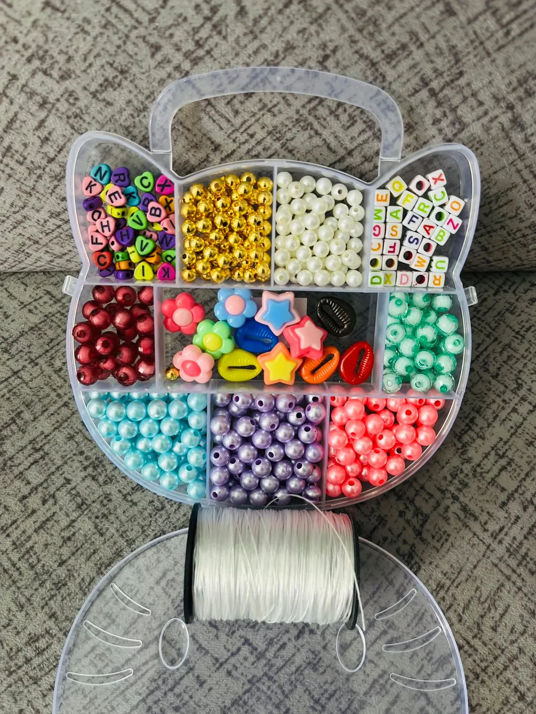 Multicolor DIY Jewellery Beads with Elastic Thread Roll
