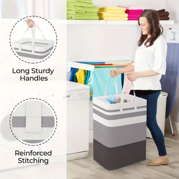 Multicolor Fabric Laundry Basket 20x12 Inches