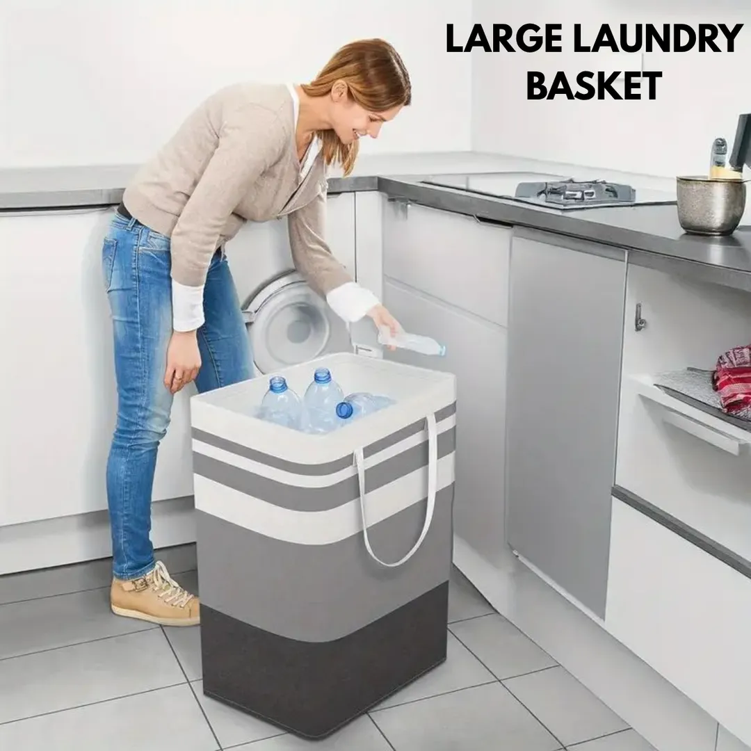 Multicolor Foldable Laundry Basket 20x12" Durable Non-Woven