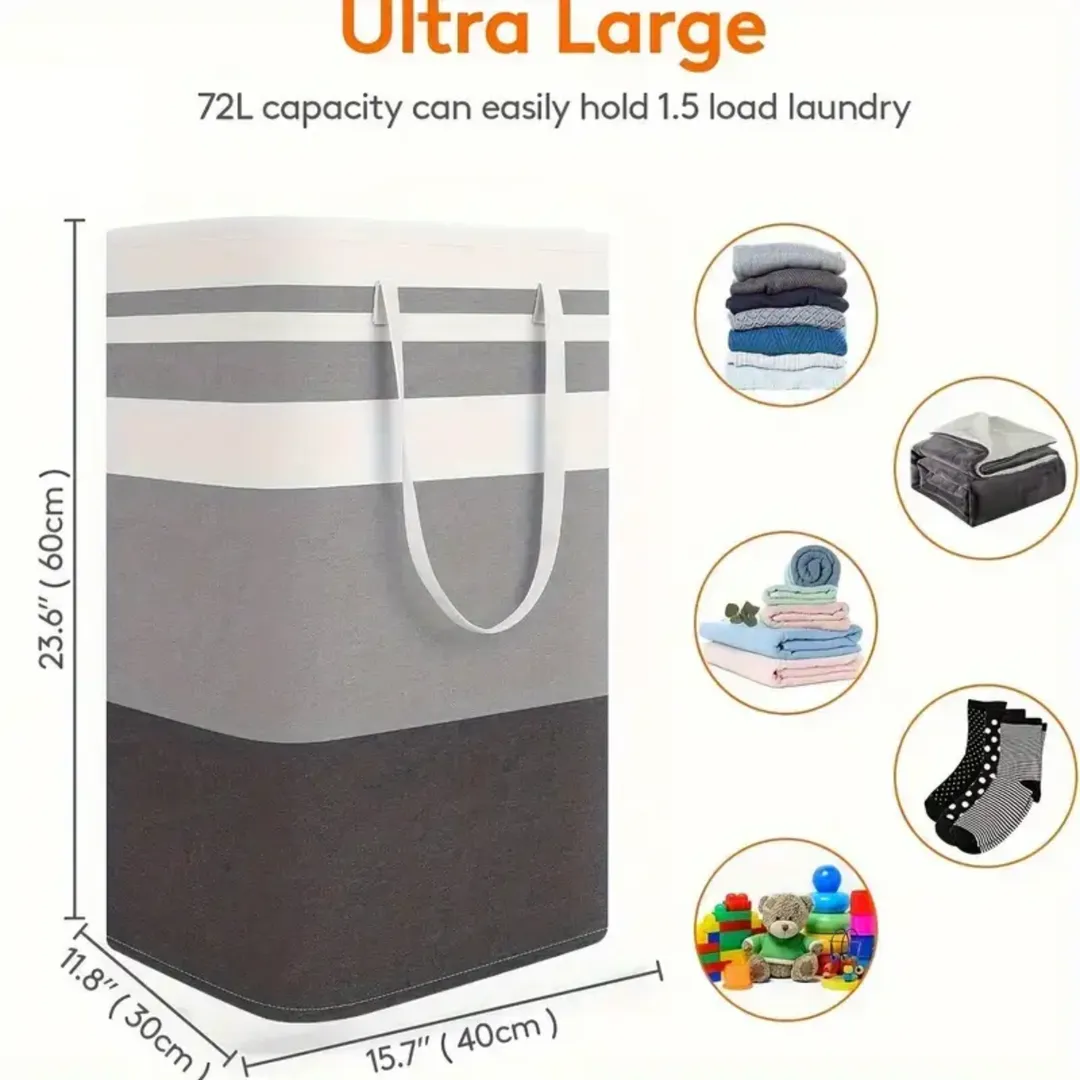 Multicolor Foldable Laundry Basket 20x12" Durable Non-Woven