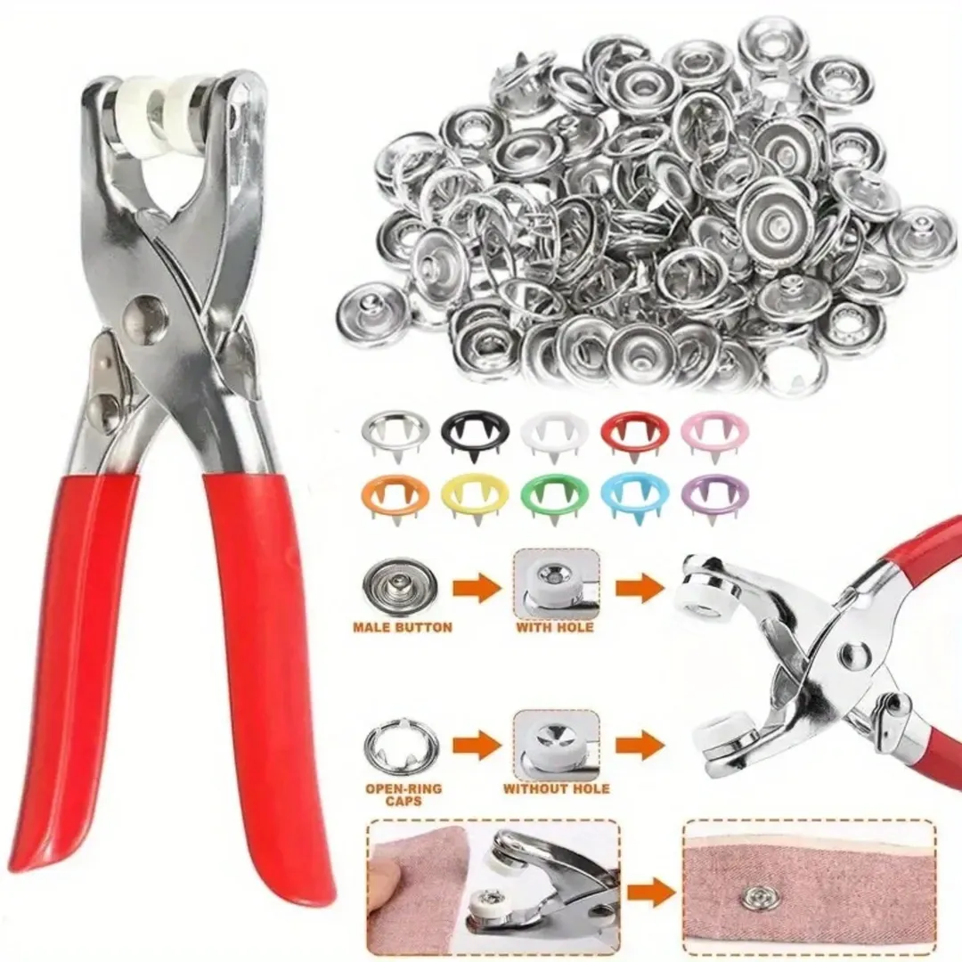 Red Tich Button Machine with 50 Free Buttons for Tailors