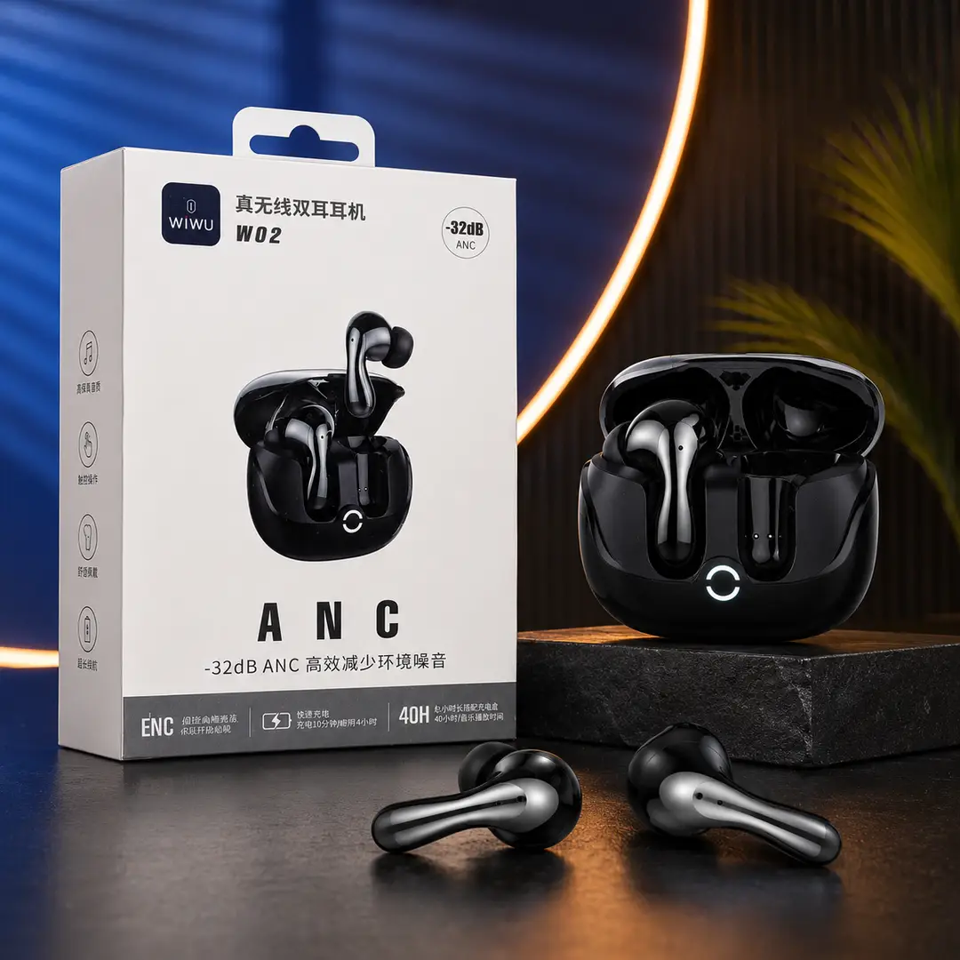 WIWU W02 ANC Wireless Earbuds Bluetooth 5.3 ENC Noise Cancelling Earbuds with 40H Battery