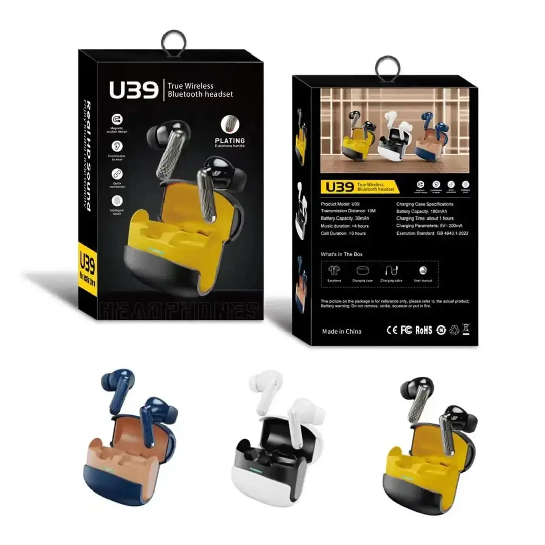 U39 True Wireless Bluetooth Earbuds with Charging Case | Hi-Fi Stereo Sound | Touch Control | Long Battery Life