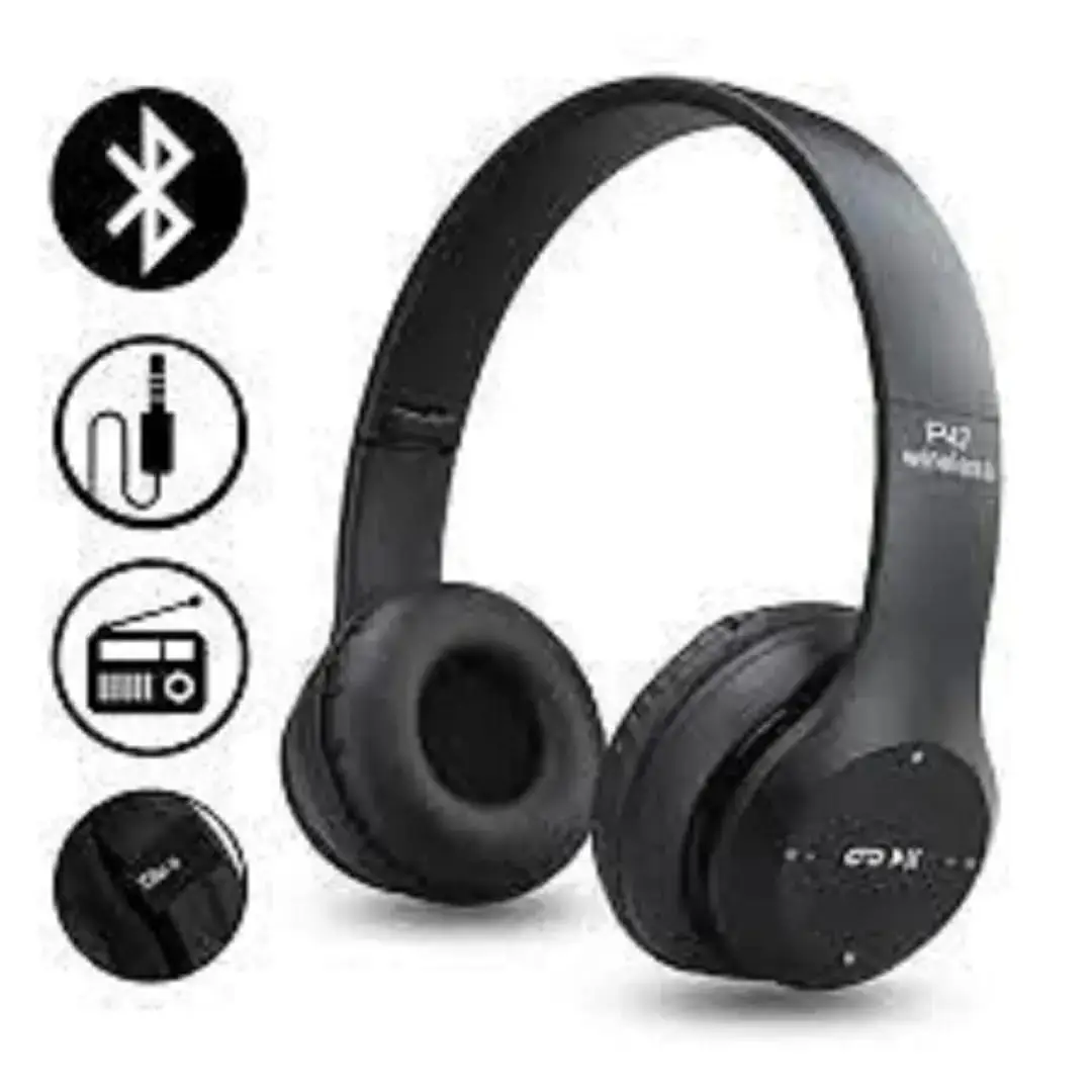 P47 Wireless Headphones | Bluetooth Foldable Headset | Stereo Sound | FM Radio & TF Card Support
