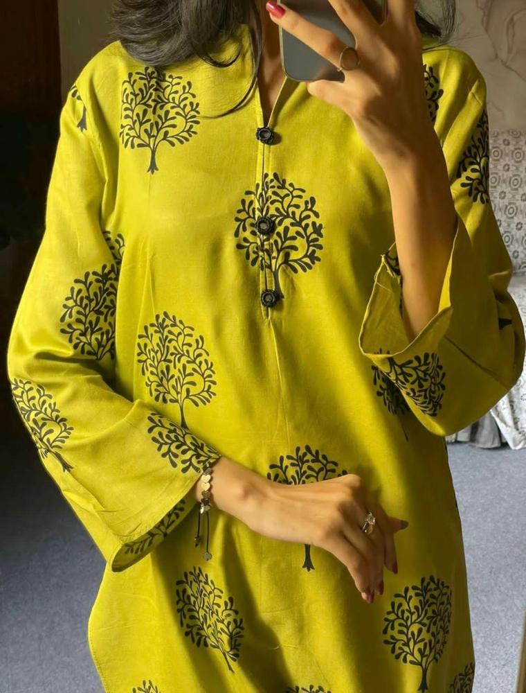 2 Pcs Women's Stitched Linen Plain Suit