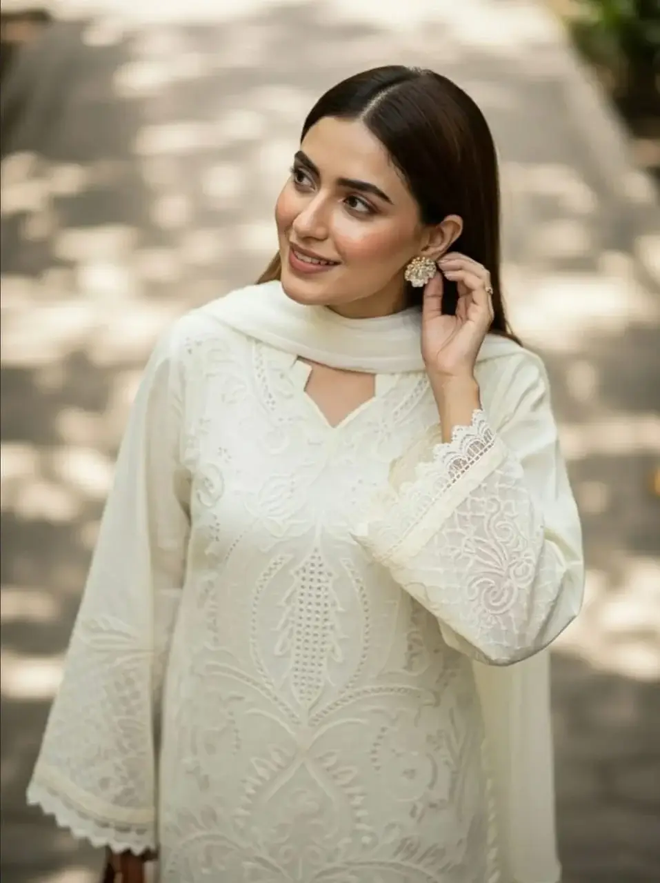Beige Embroidered 3 Pcs Women's Stitched Suit in Arabic Lawn