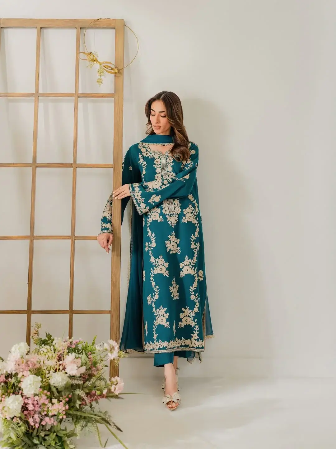 Stunning 3 Pcs Women's Stitched Suit with Embroidered Pattern