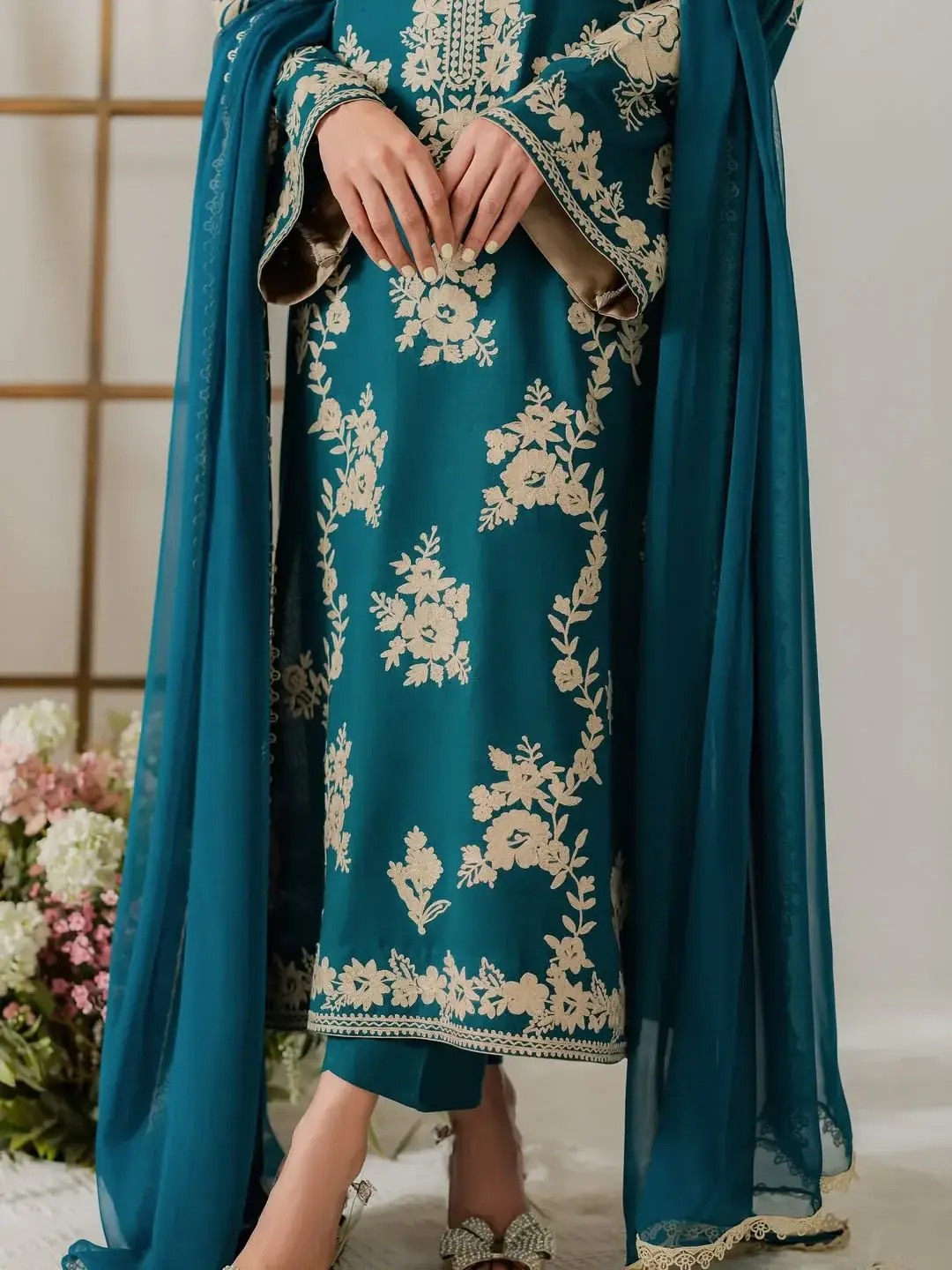 Stunning 3 Pcs Women's Stitched Suit with Embroidered Pattern