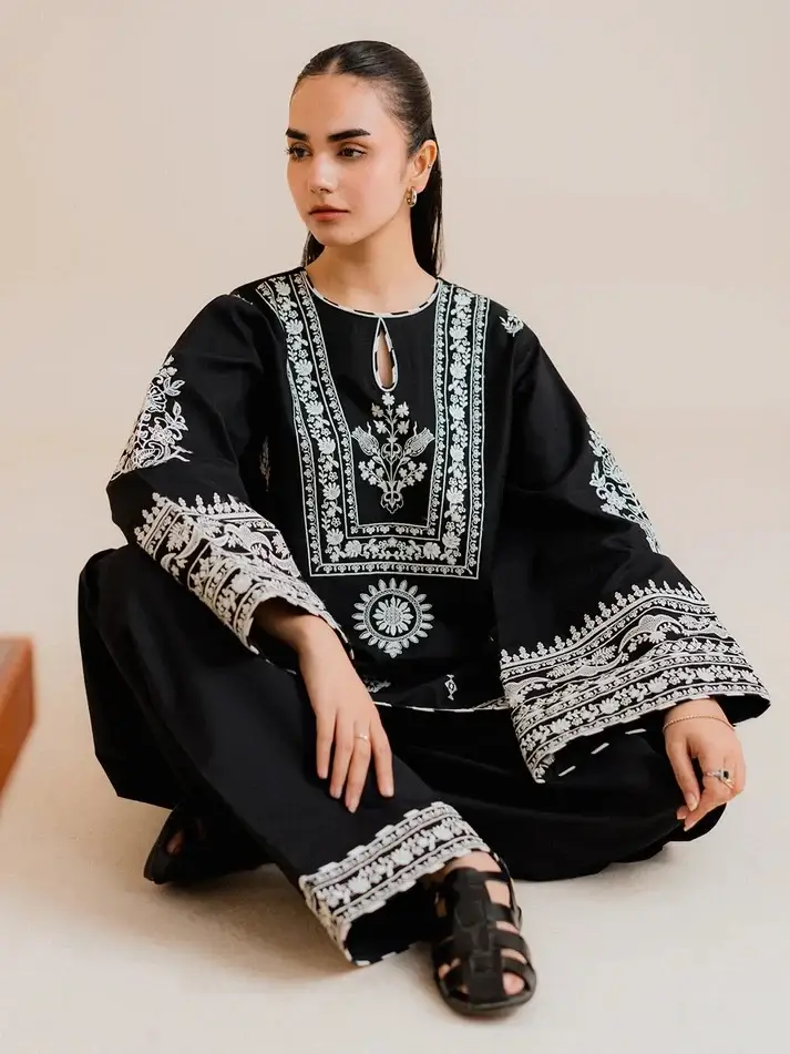 Stylish Linen Embroidered Suit - 3 Pcs Collection for Women