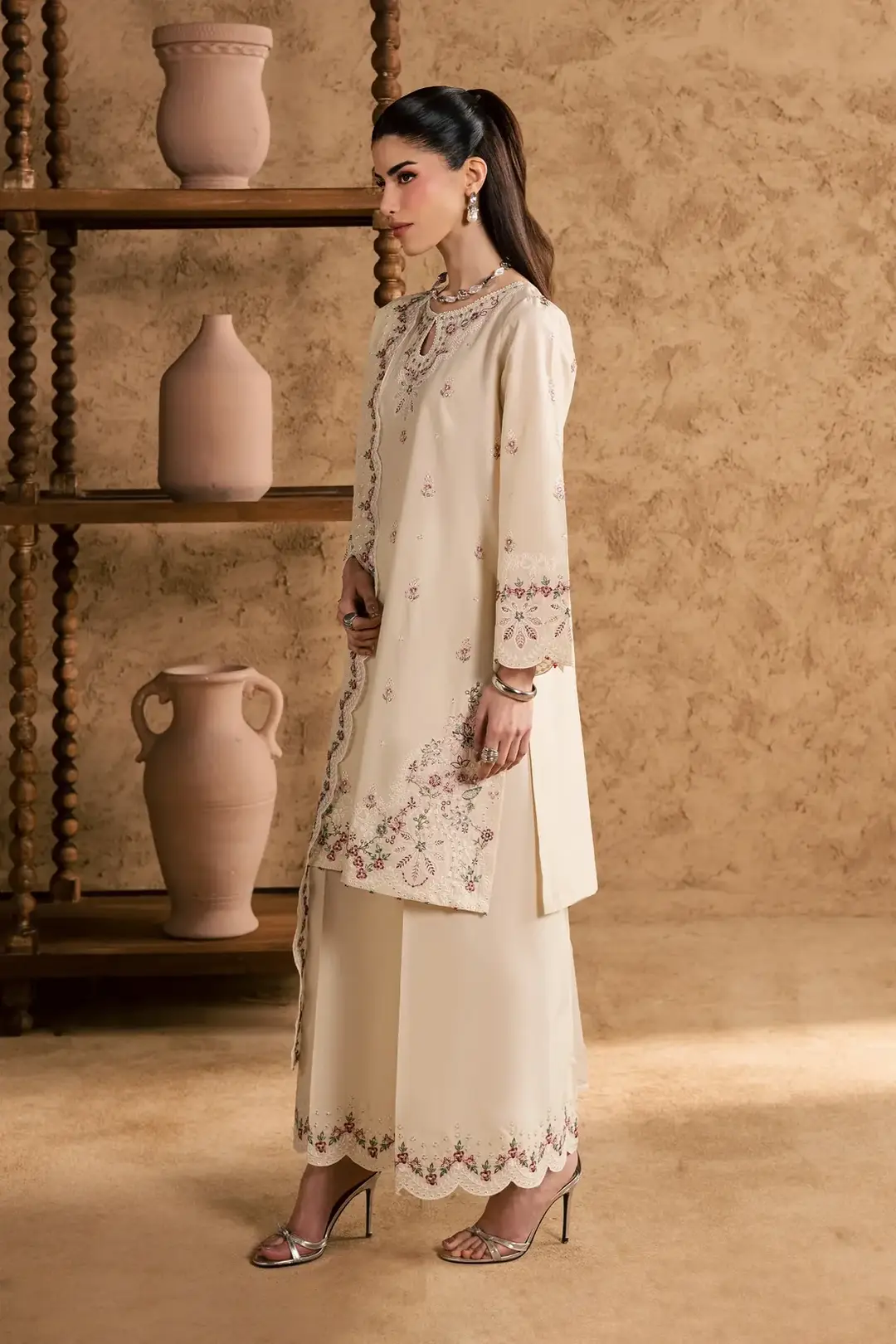 Women's Stitched Cotton Suit with Embroidery - 3 Pcs Set