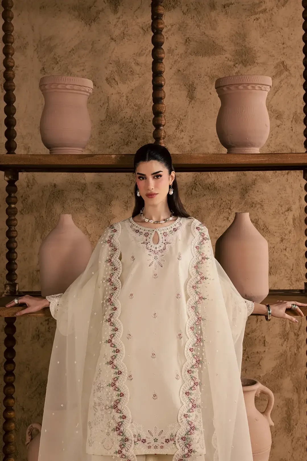 Women's Stitched Cotton Suit with Embroidery - 3 Pcs Set