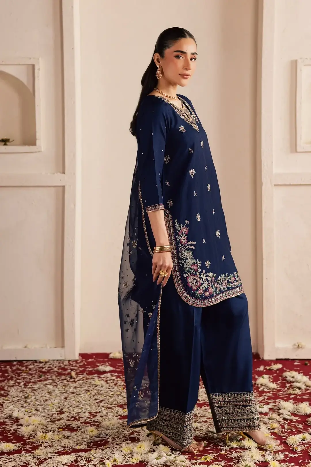 Stylish Women's Stitched Suit in Cotton with Embroidered Pattern - 3 Pcs Set