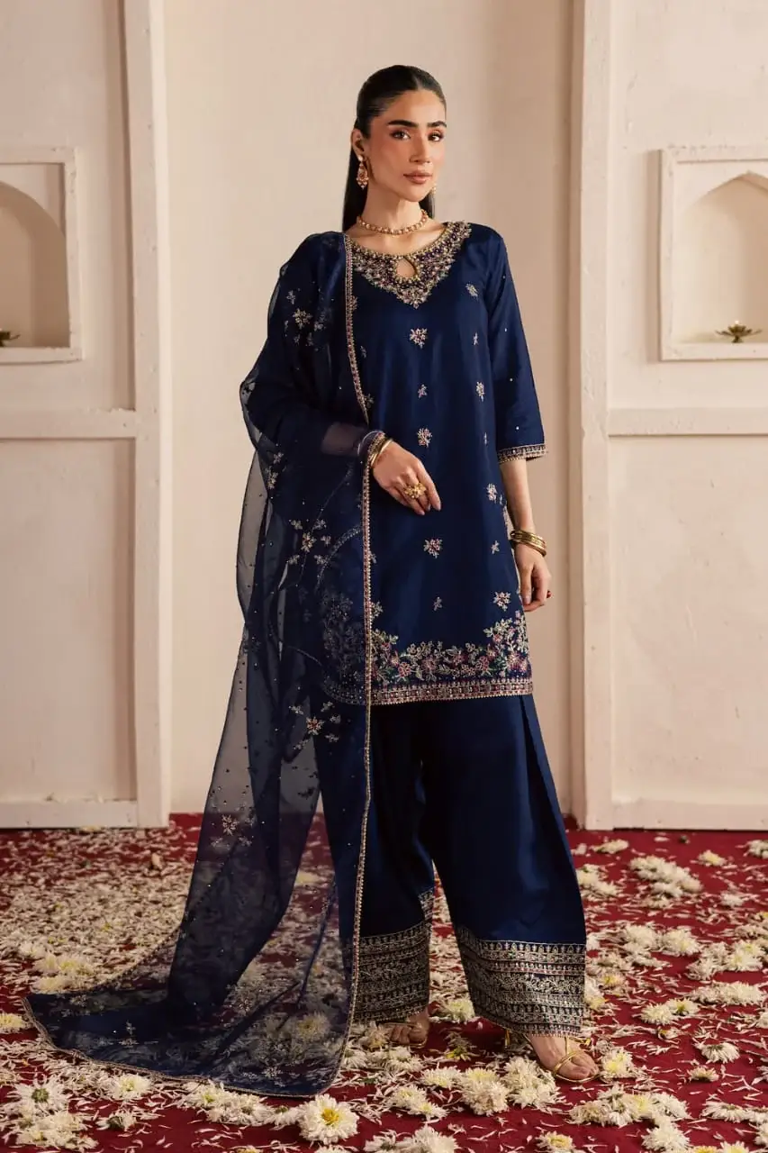 Stylish Women's Stitched Suit in Cotton with Embroidered Pattern - 3 Pcs Set