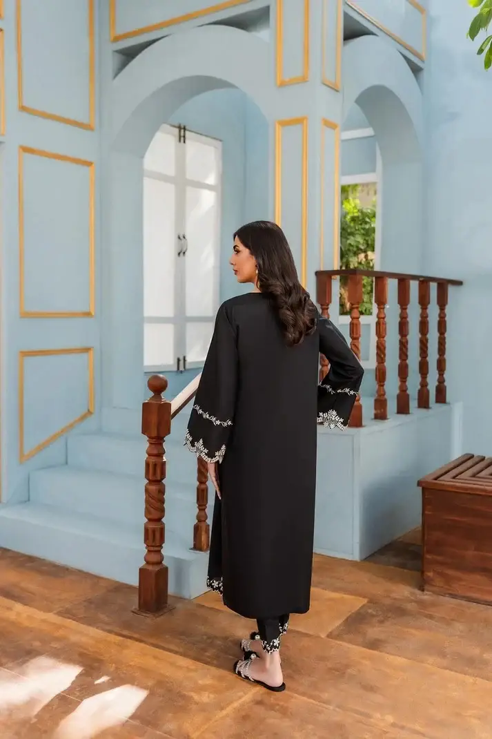 Embroidered Black Suit 3 Pcs Elegant Women's Stitched Attire
