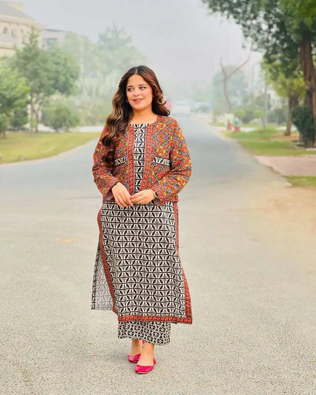 Multicolor Women's Stitched Suit - 3 Pcs with Printed Design