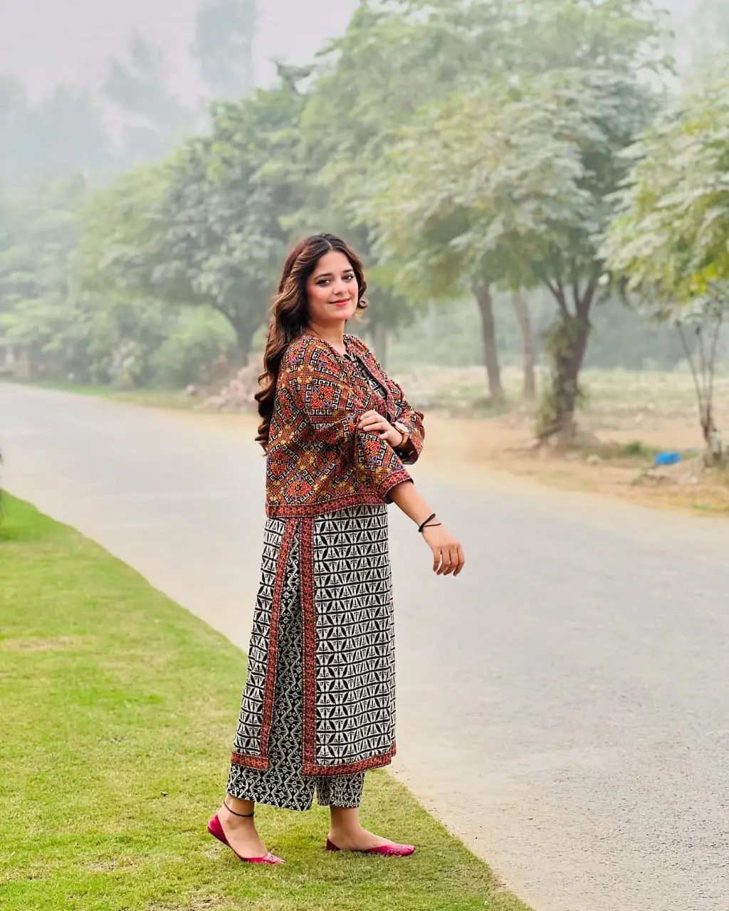 Multicolor Women's Stitched Suit - 3 Pcs with Printed Design