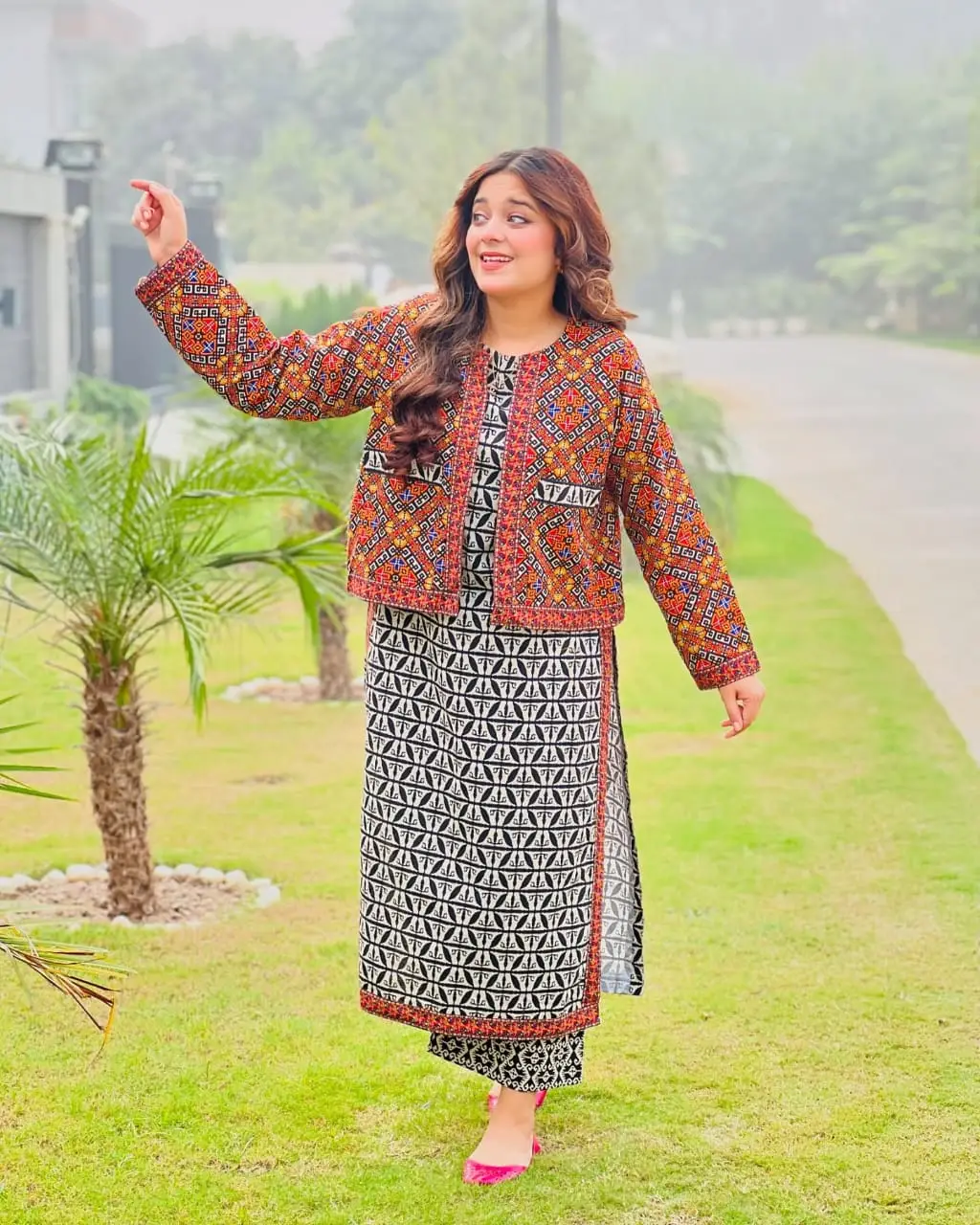 Multicolor Women's Stitched Suit - 3 Pcs with Printed Design