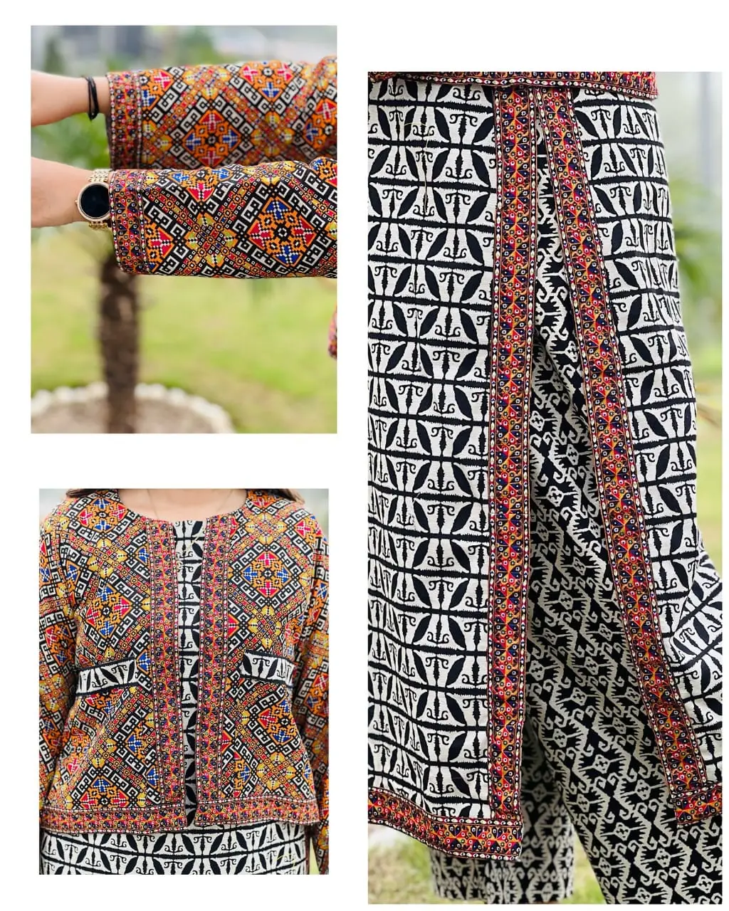 Multicolor Women's Stitched Suit - 3 Pcs with Printed Design