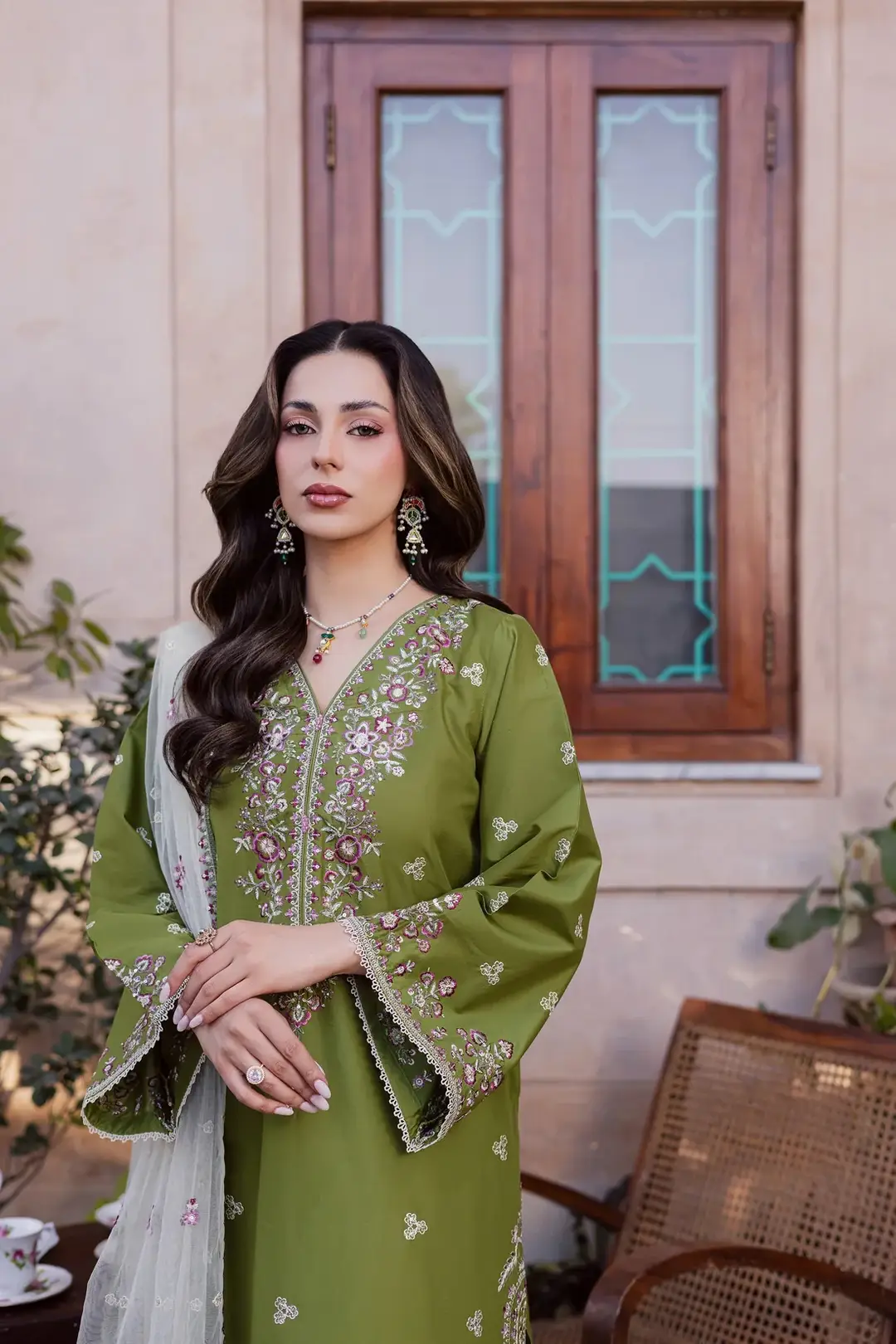 3 Pcs Women's Stitched Linen Embroidered Suit