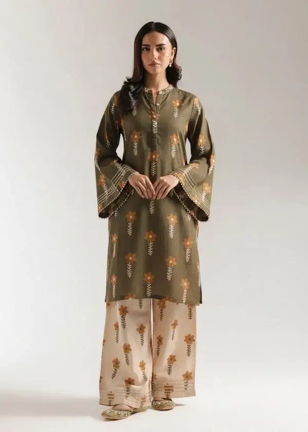Stylish Women's Stitched Suit - 2 Pcs Printed Shirt and Trouser