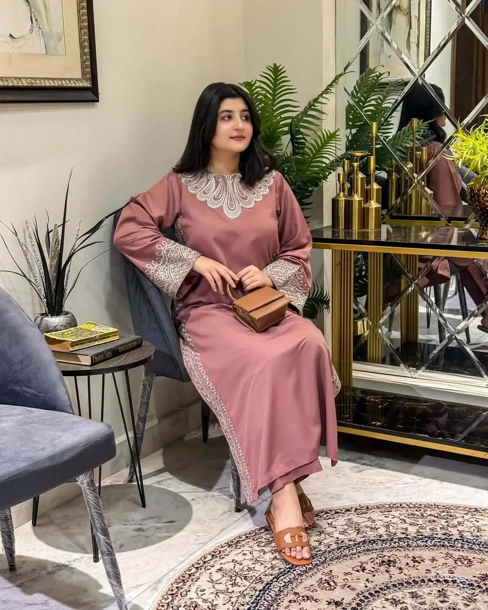 Stylish Women’s Stitched Cotton Embroidered Shirt And Trouser Set - 2 Pcs