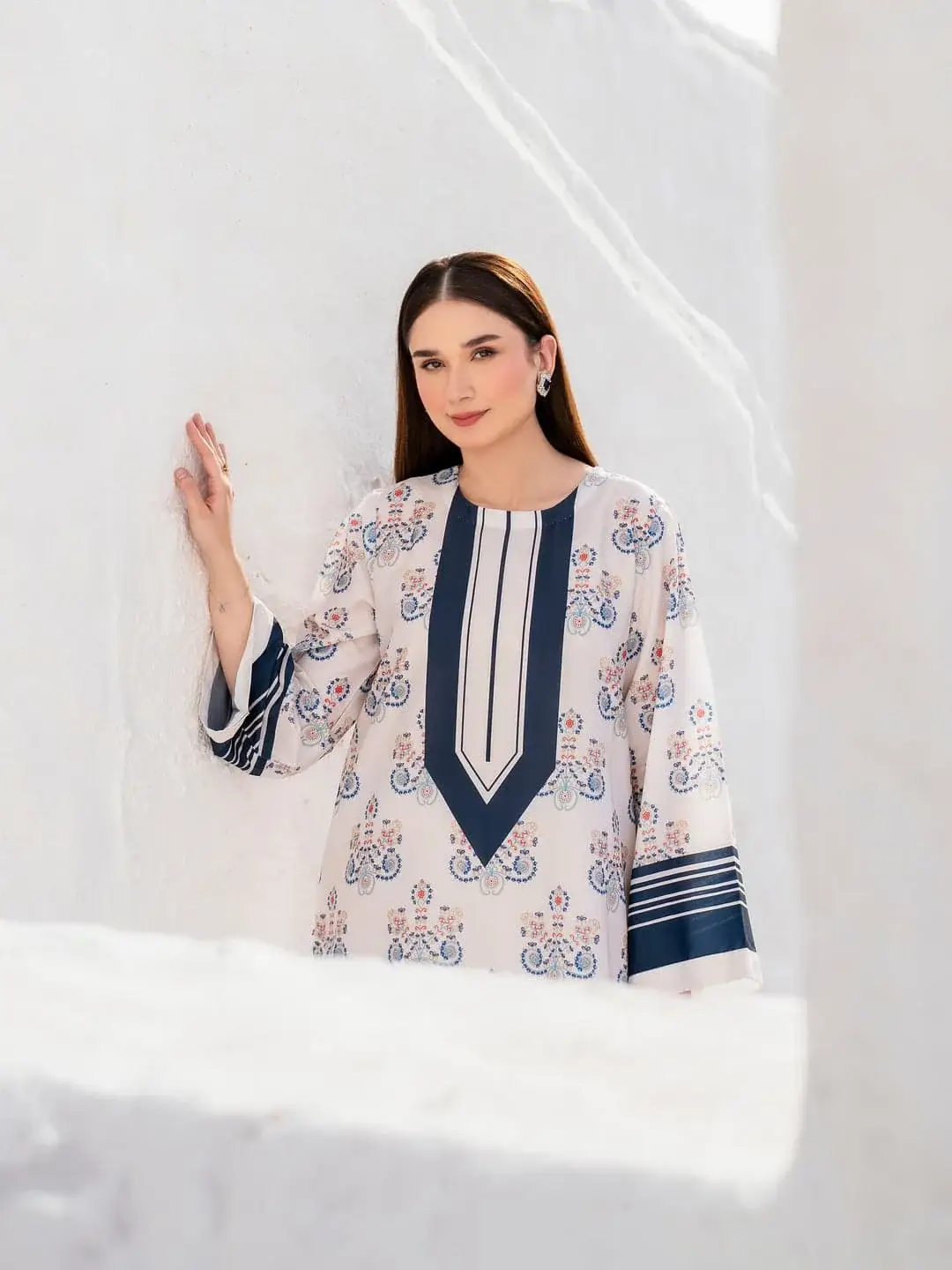 Chic Women's Stitched Printed Shirt & Trouser Set - 2 Pcs