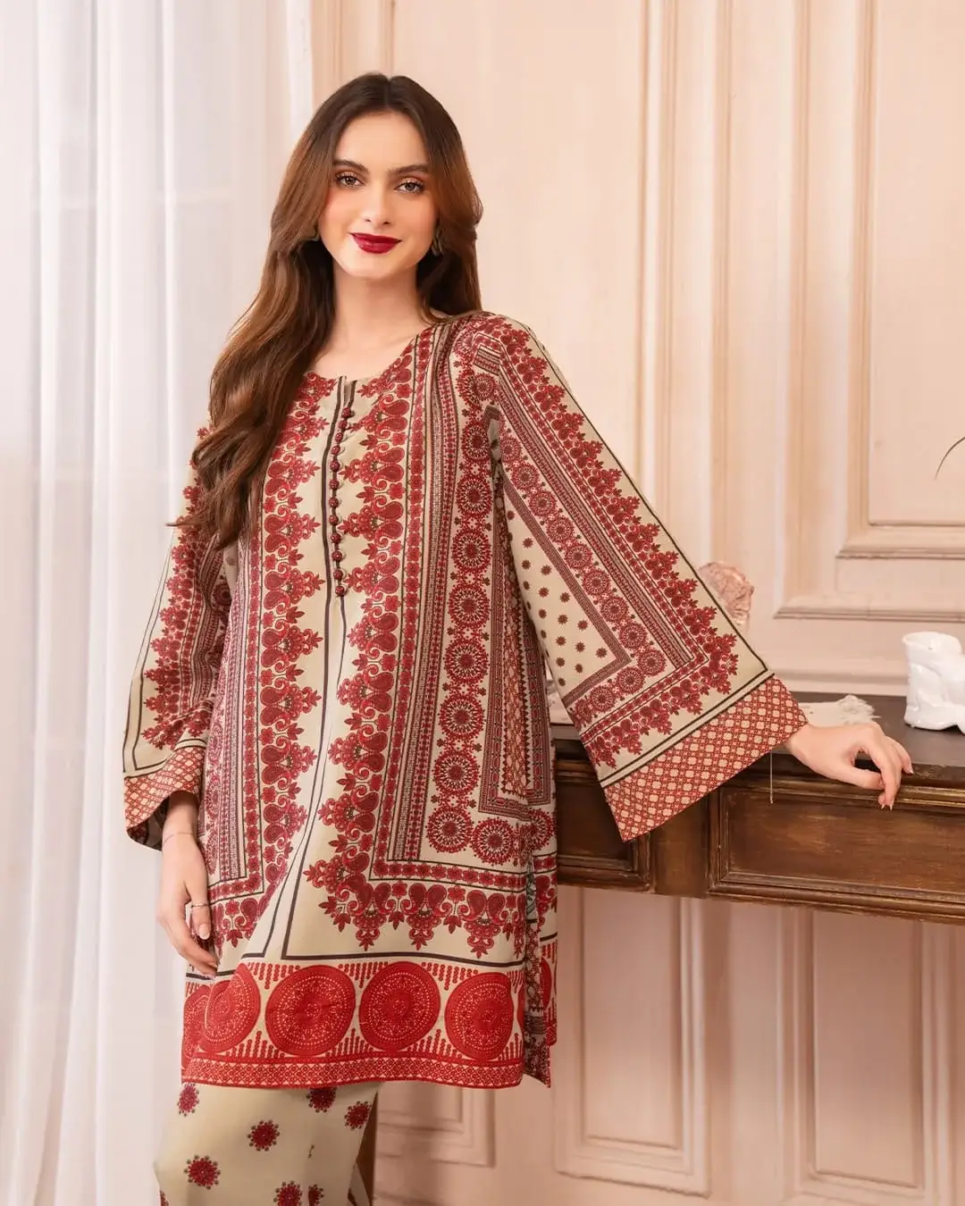 Stylish Printed Shirt and Trouser Set - 2 Pcs
