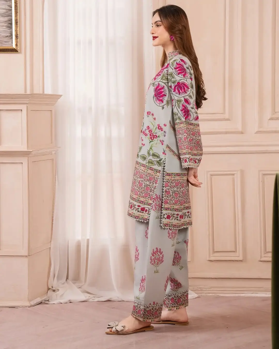 Stylish Printed Suit - 2 Pcs Shirt and Trouser for Women