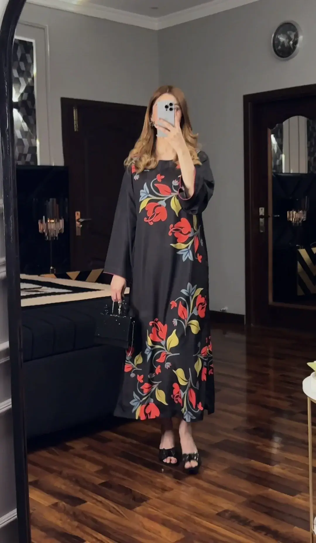 Chic Women's Stitched Suit- 2 Pcs Digital Print in Black