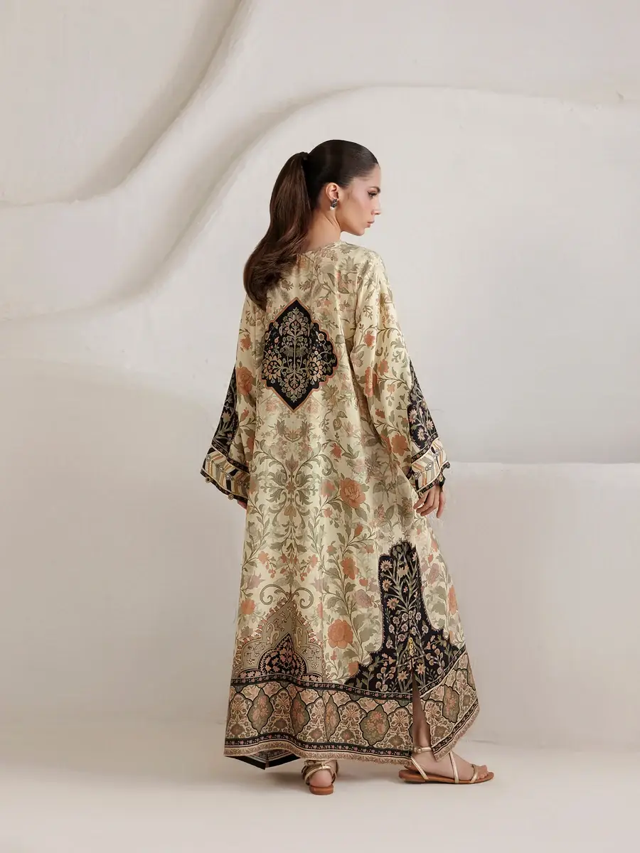 2 Pcs Women's Stitched Shamoz Silk Printed Shirt And Trouser