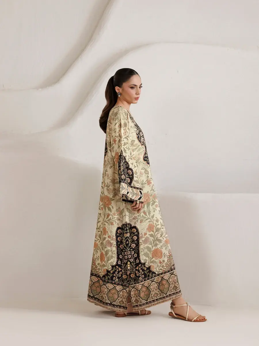 2 Pcs Women's Stitched Shamoz Silk Printed Shirt And Trouser
