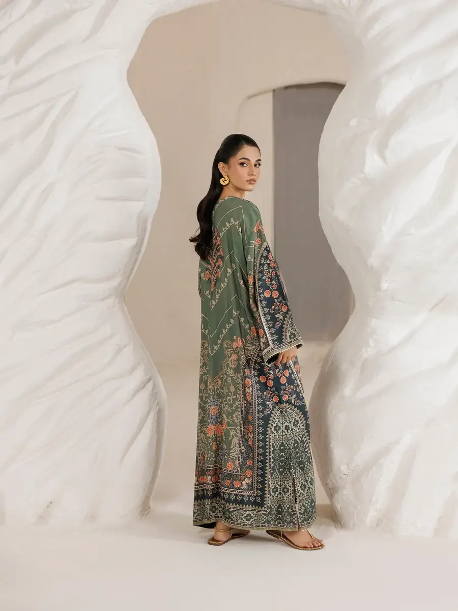 2 Pcs Women's Stitched Shamoz Silk Printed Shirt And Trouser