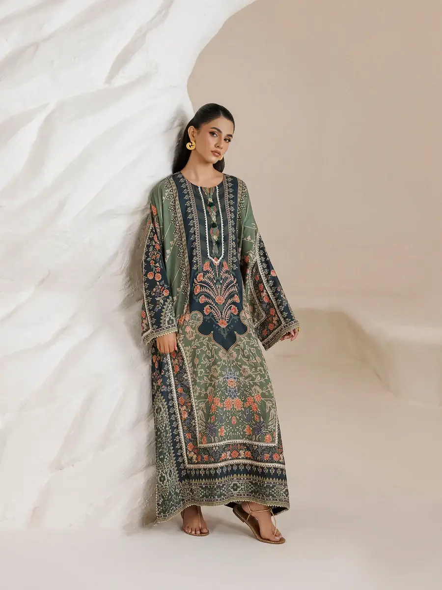 2 Pcs Women's Stitched Shamoz Silk Printed Shirt And Trouser