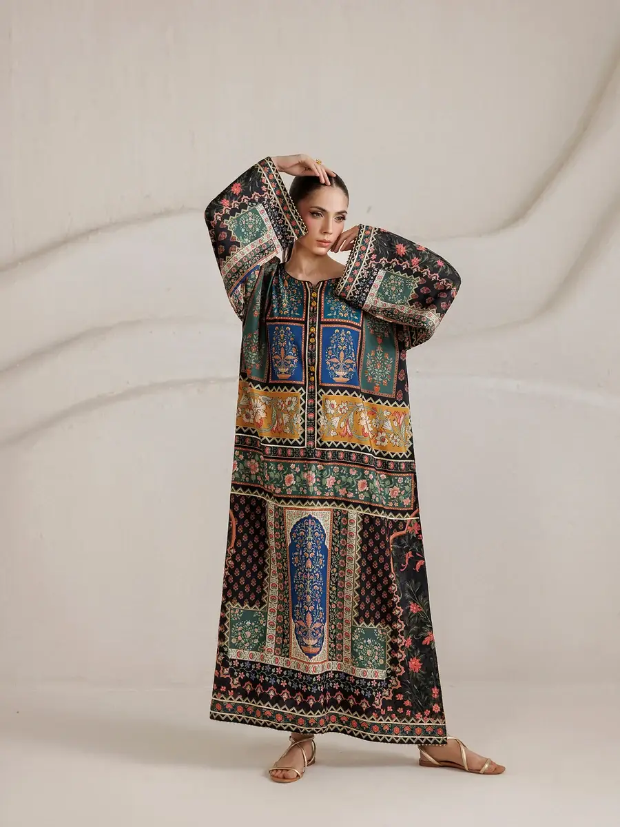 2 Pcs Women's Stitched Shamoz Silk Printed Shirt And Trouser