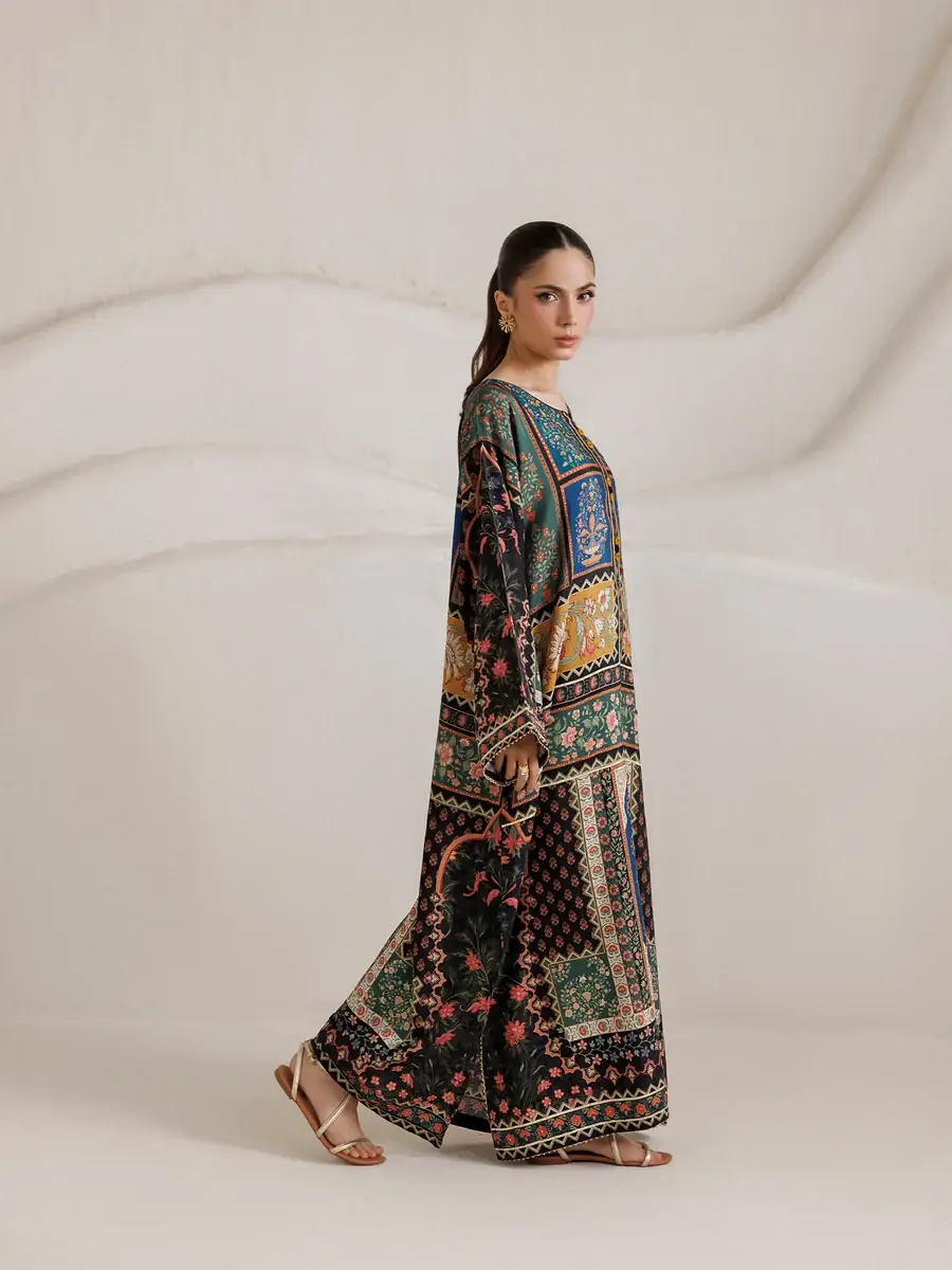 2 Pcs Women's Stitched Shamoz Silk Printed Shirt And Trouser