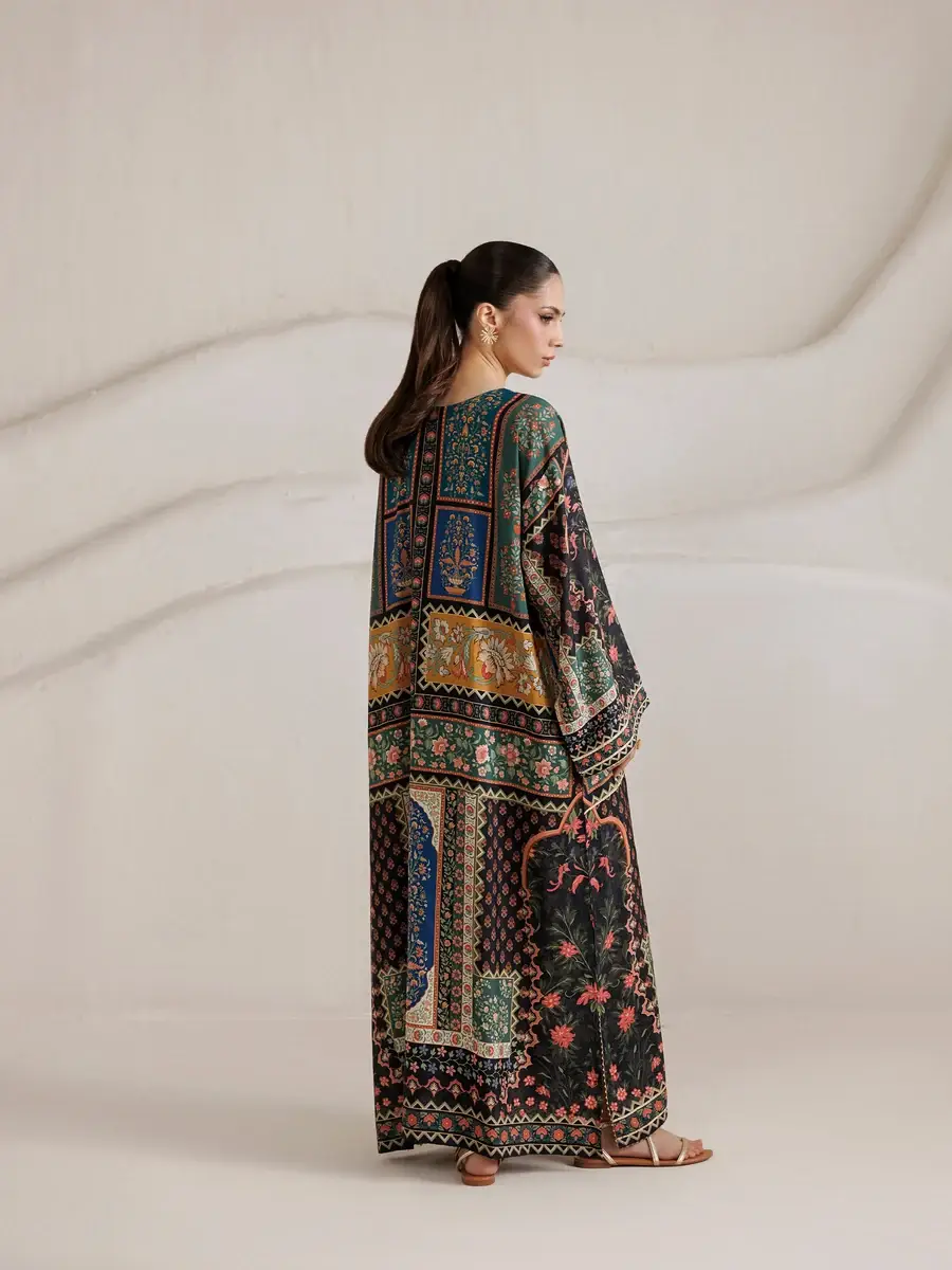 2 Pcs Women's Stitched Shamoz Silk Printed Shirt And Trouser