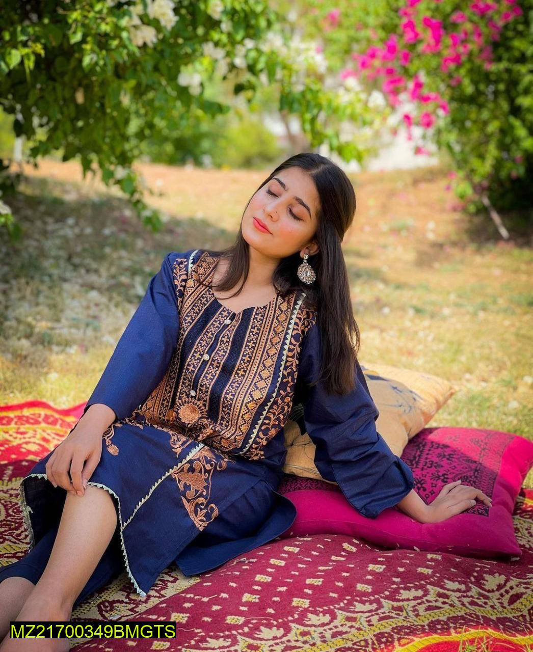 2 Pcs Women Stitched Embroidered Cotton Suit