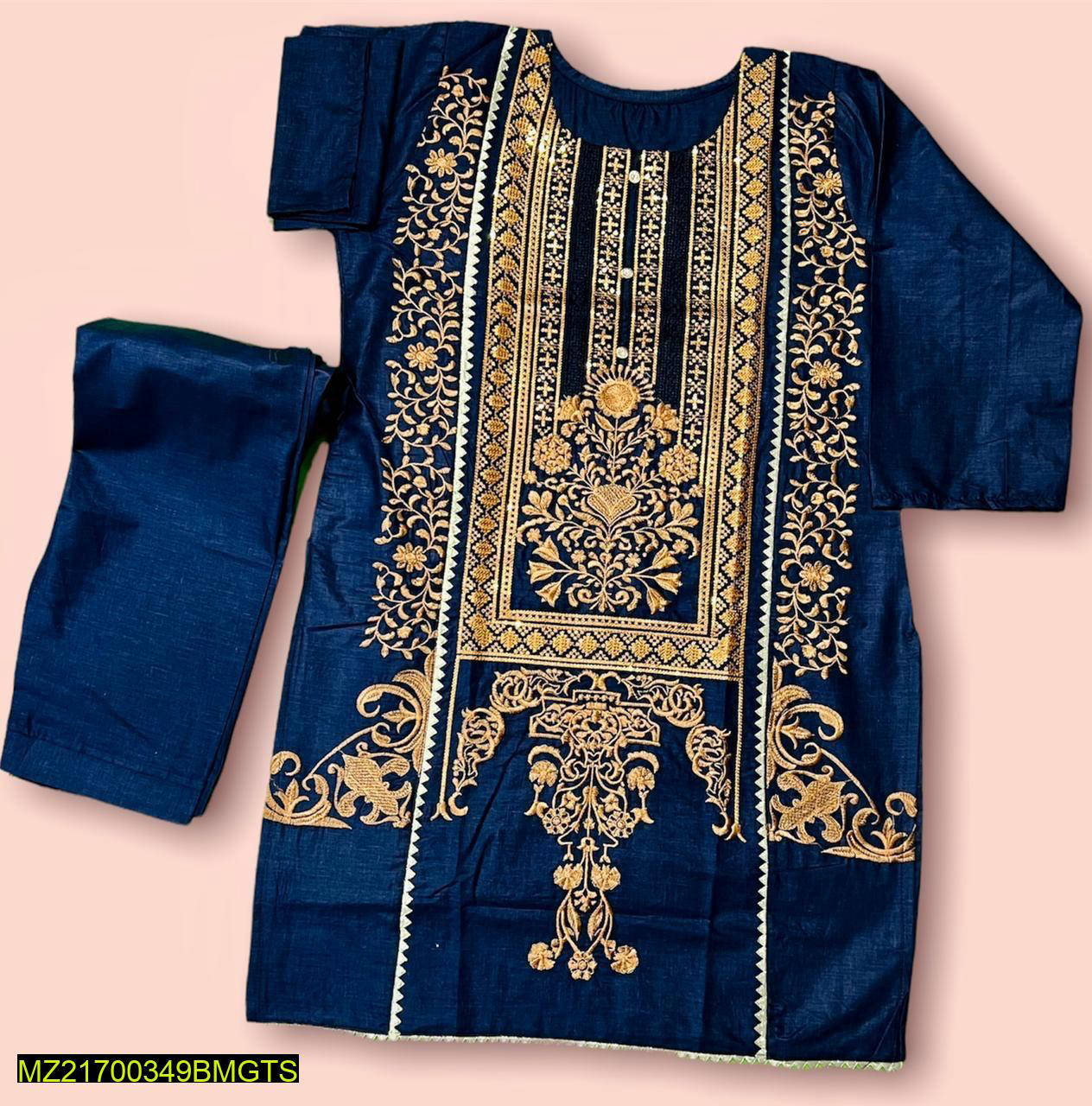 2 Pcs Women Stitched Embroidered Cotton Suit