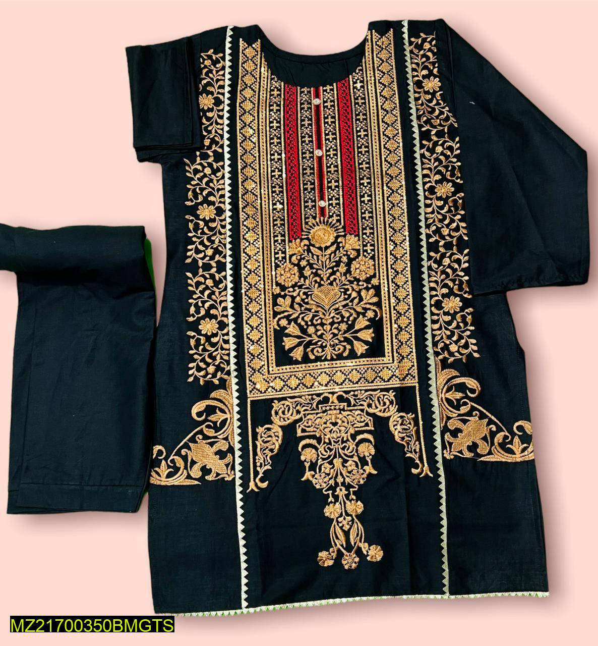 2 Pcs Women Stitched Embroidered Cotton Suit