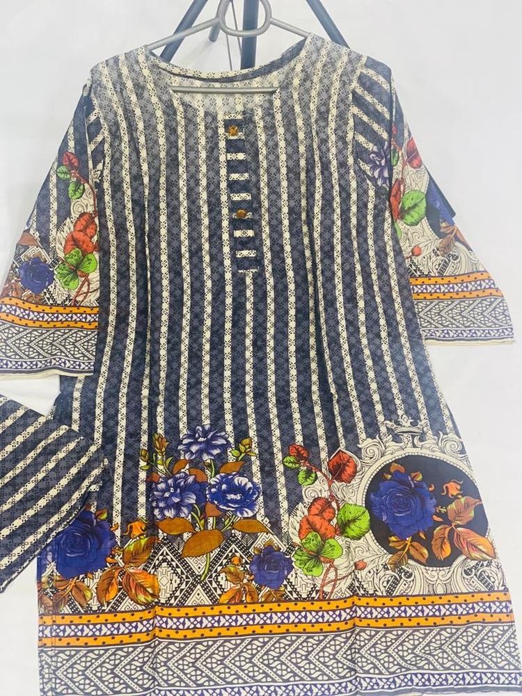 2 Pcs Women's Stitched Lawn Printed Suit