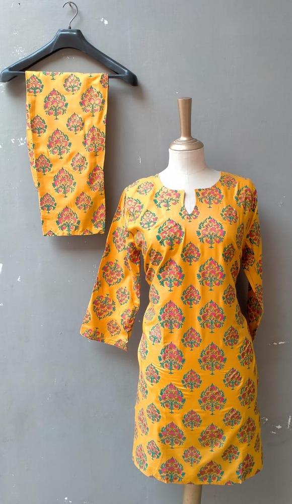 2 Pcs Women's Stitched Linen Printed Suit