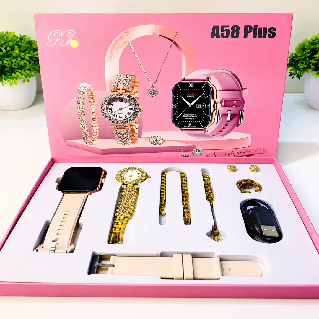 A58 Plus Couple Smart Watches – Premium Gift Set
